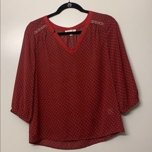 Dark red sheer blouse